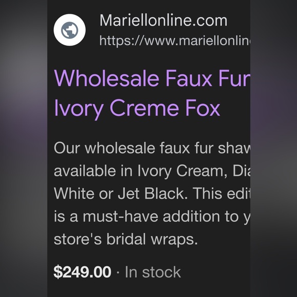 NWT Mariell Faux Fur Bridal Wrap With Ivory Crème Fox - Picture 11 of 11